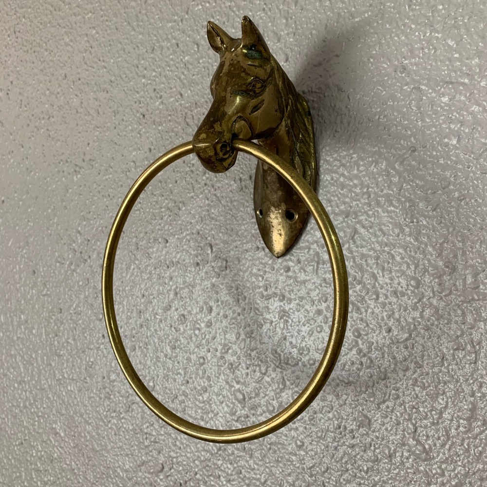 Vintage Brass Horse towel holder